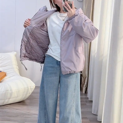 夹棉加厚冲锋衣外套女短款秋冬新