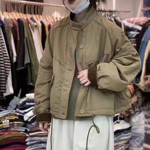 工装夹棉外套女秋冬新款2024韩版宽松高级感小个子棉衣加厚上衣