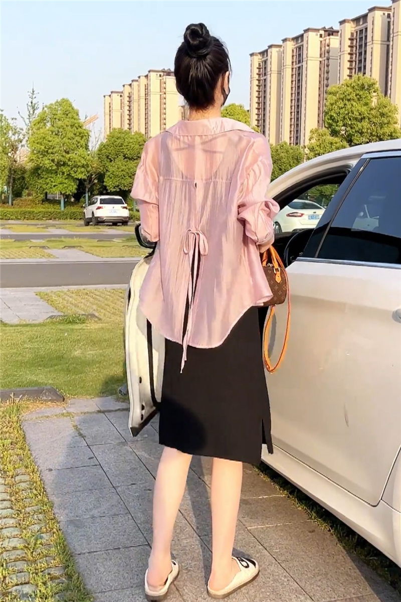 天丝衬衫女薄款防晒衣夏季2024新款韩版宽松高级感小个子上衣开衫