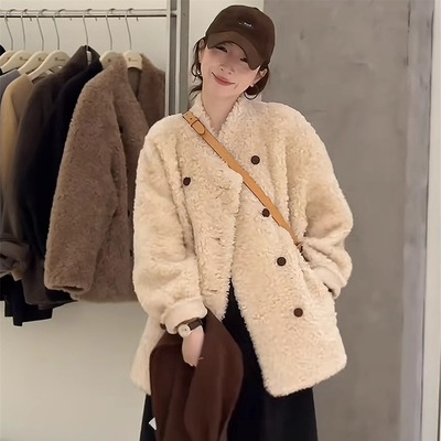 羊羔毛外套女中长款冬季2025新款