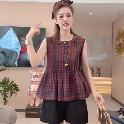 格子衬衫女短袖上衣薄款夏季