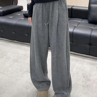 加绒加厚阔腿裤女高腰弯刀裤冬季