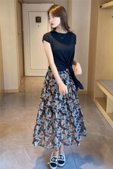 中长款半身裙长裙女冰丝针织衫两件套2023新款夏季气质a字裙裙子