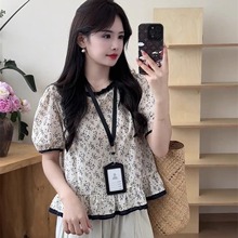 泡泡袖衬衫女短袖小衫薄款夏季2025新款宽松高级感小个子法式上衣