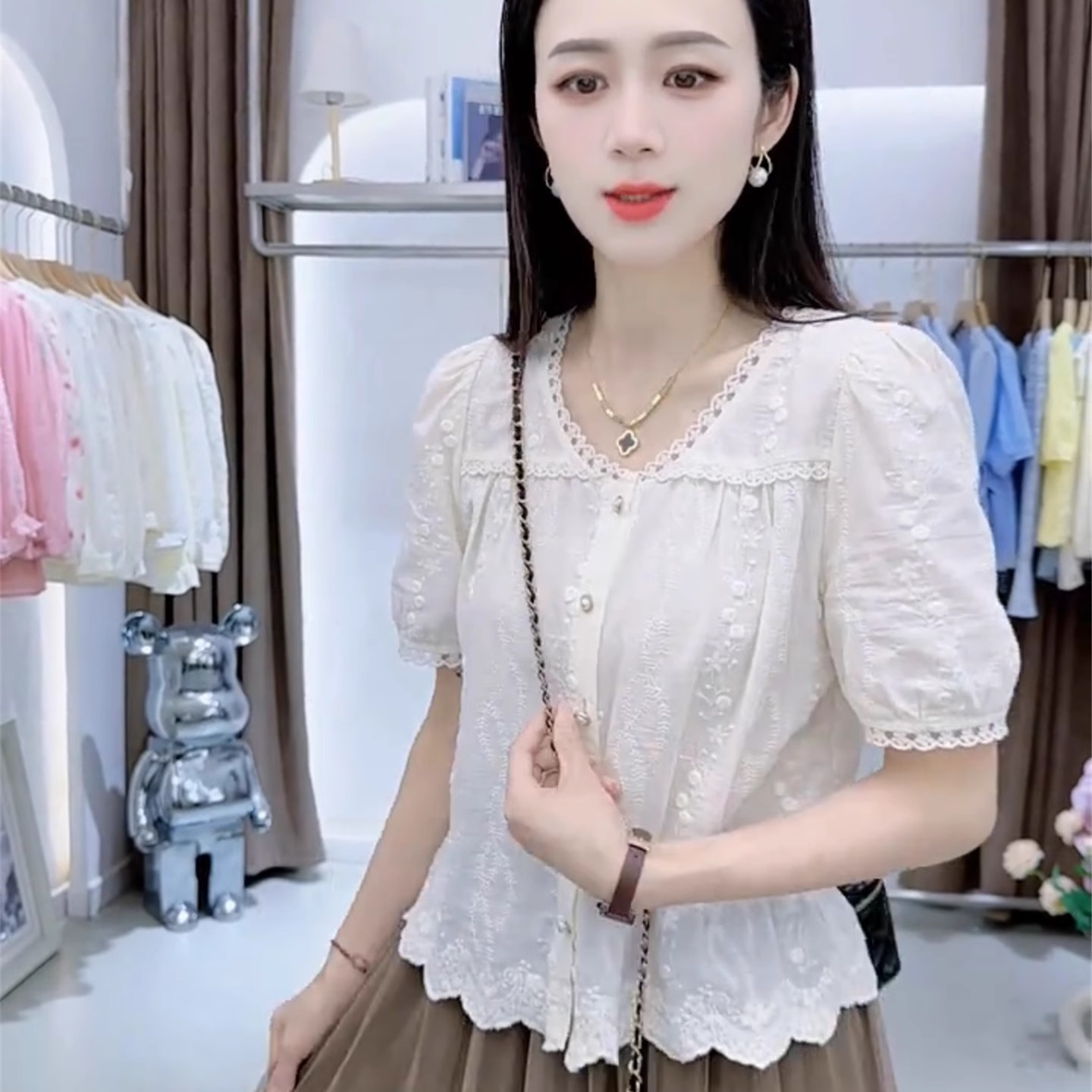 法式衬衫女上衣短袖薄款夏季2025