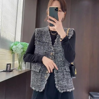 小香风格子马甲女背心秋季