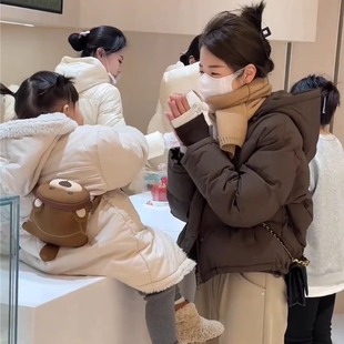 白鸭绒羽绒服短款加厚冬季2024新款韩宽松高级感小个子面包服外套