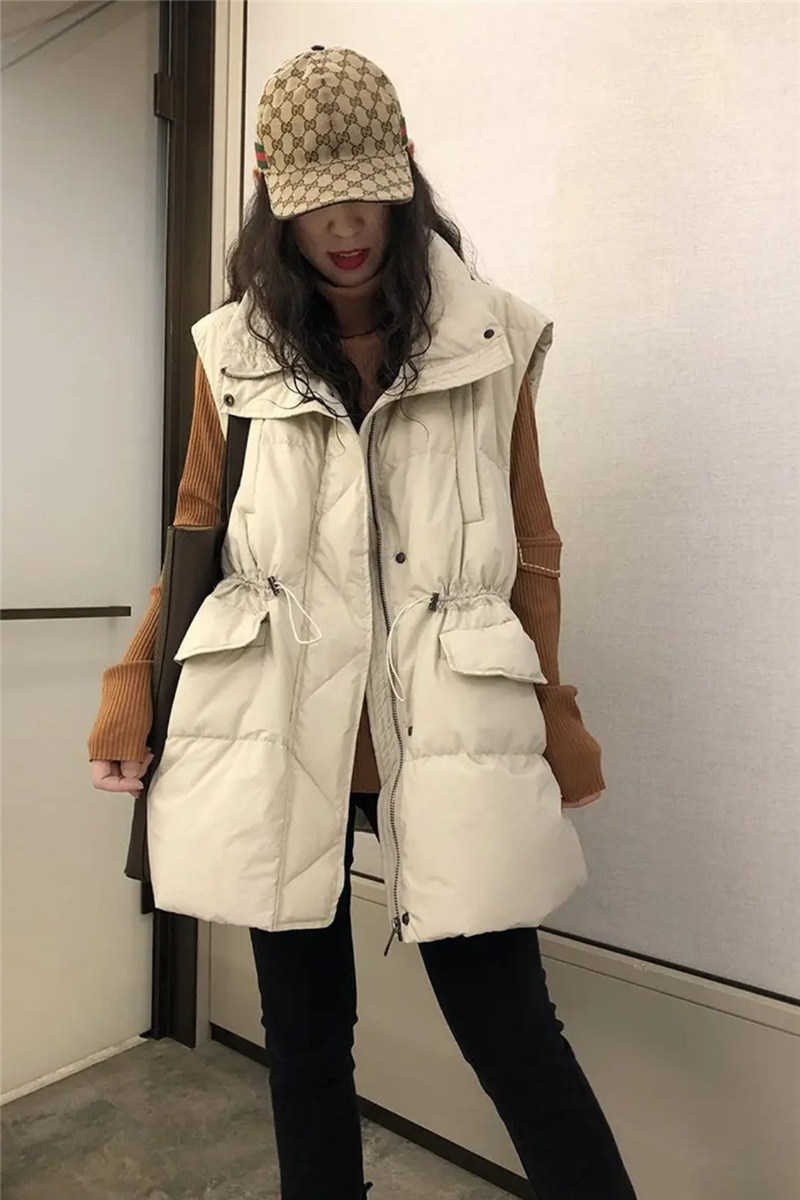 白鸭绒羽绒服马甲女中长款秋冬新款2022网红马夹背心加厚外穿坎肩
