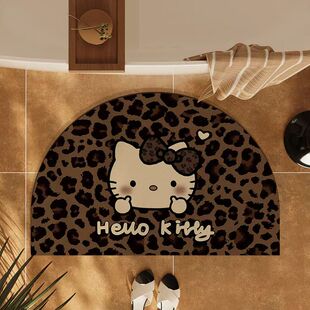 卡通豹纹kt猫硅藻泥浴室地垫吸水脚垫厕所卫生间房间门口防滑地毯