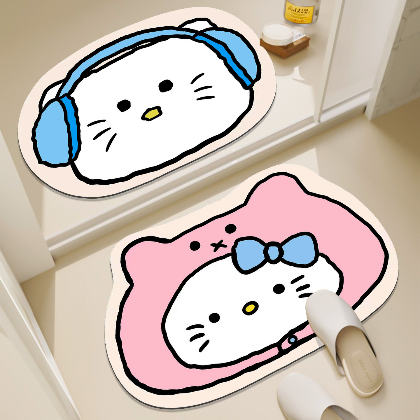 卡通凯蒂猫硅藻泥浴室地垫吸水防滑速干洗手间门口地毯垫吸水垫子,居家布艺,家用脚垫,淘宝优惠券,粉丝福利购,淘宝优惠卷