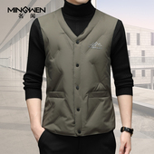 v领羽绒马甲男秋冬轻薄款 坎肩马夹外套 内穿保暖背心潮流宽松无袖