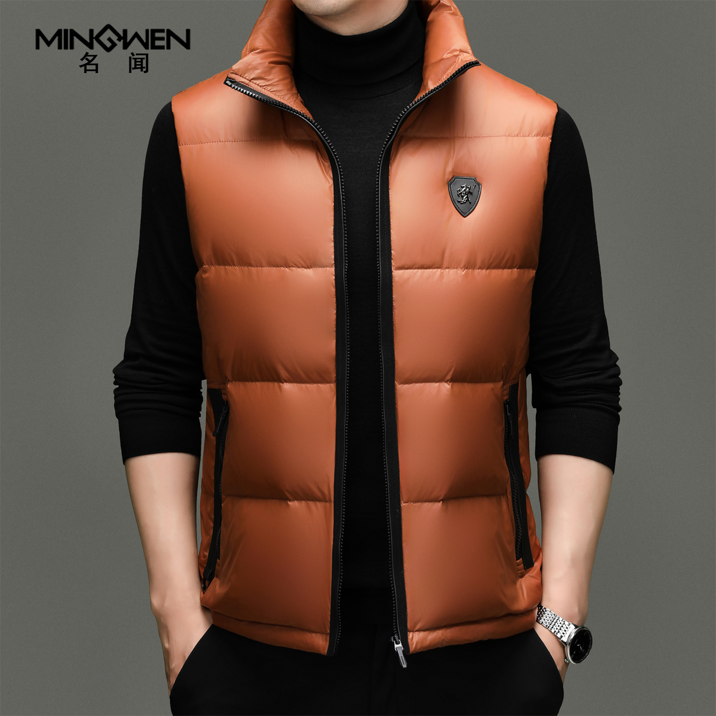 时尚休闲加厚立领羽绒马甲