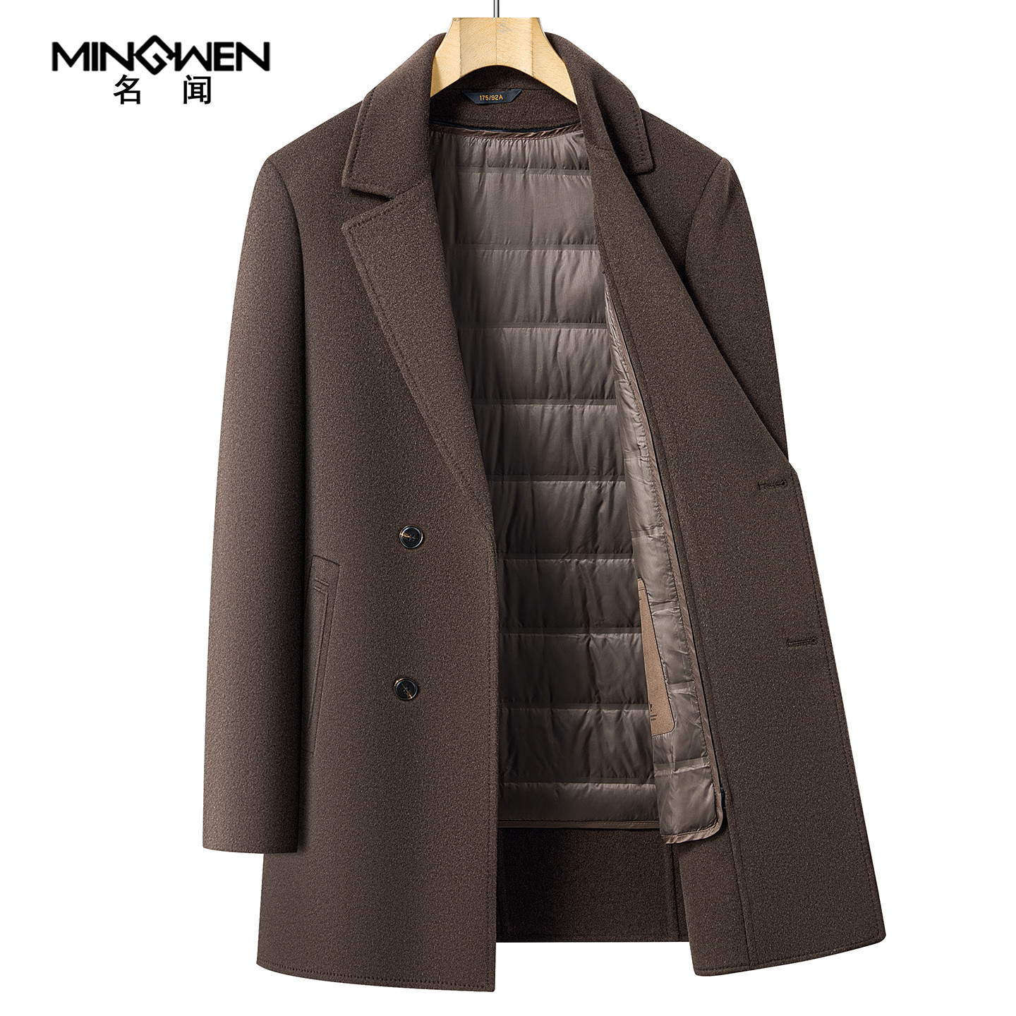 西装领双面呢大衣男加厚中长款高级感羽绒内胆双排扣羊毛呢子外套,男装,毛呢大衣,淘宝优惠券,粉丝福利购,淘宝优惠卷