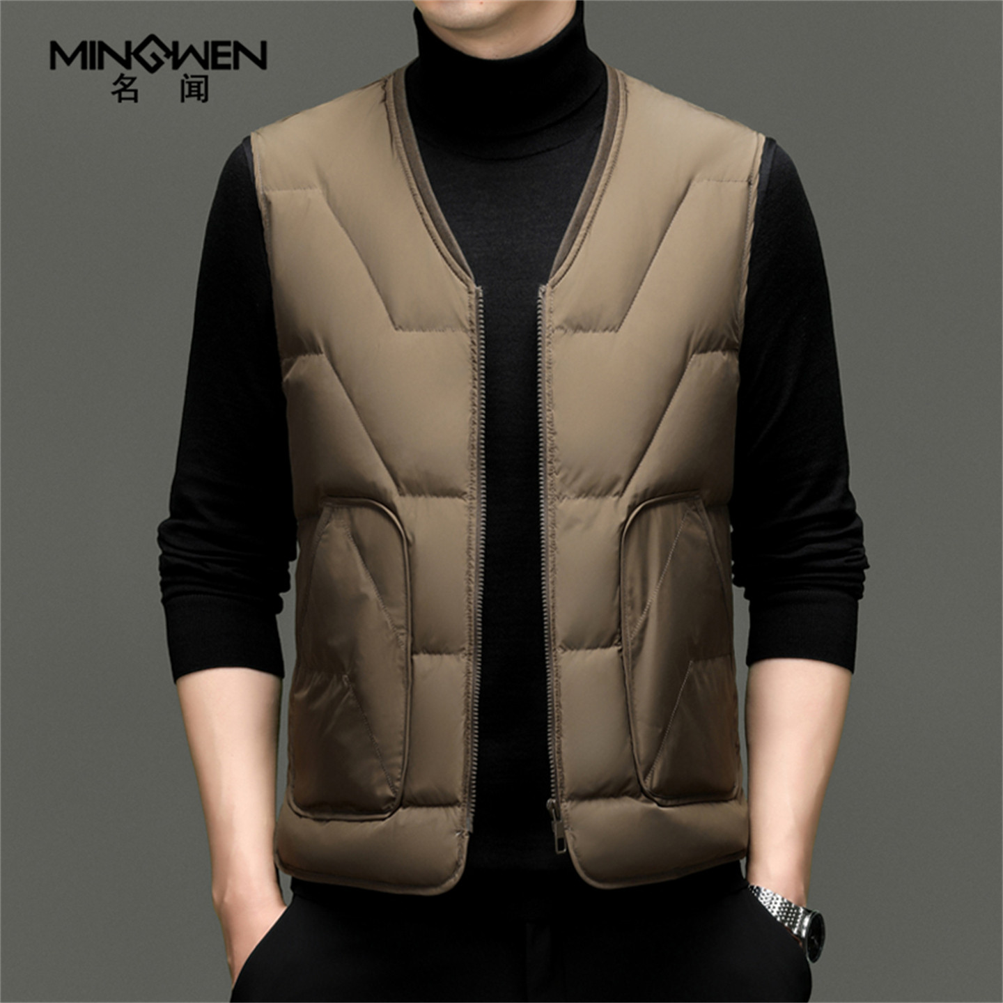 冬季时尚休闲v领羽绒马甲