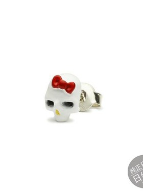 日本代购 JAM HOME MADE 女款白色哥特风骷髅耳钉925银制