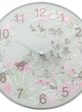 日本直邮正品Moomin timepieces可爱小人追逐花朵挂钟包邮