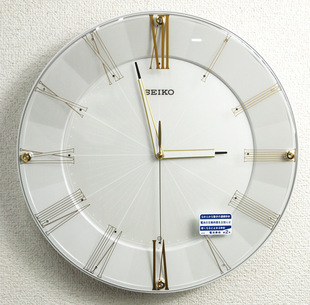 日本代购直邮Seiko/精工电波挂钟罗马数字简约英伦静音时钟壁钟