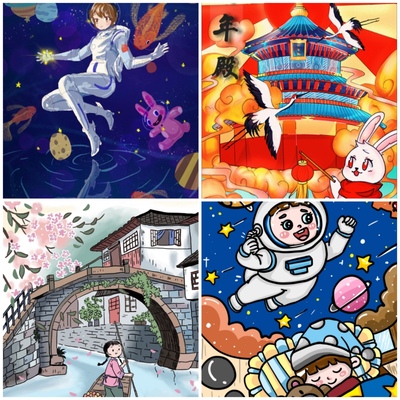 定制电脑绘画电子板报代画板绘画图软件代画科幻科技创新电脑绘画