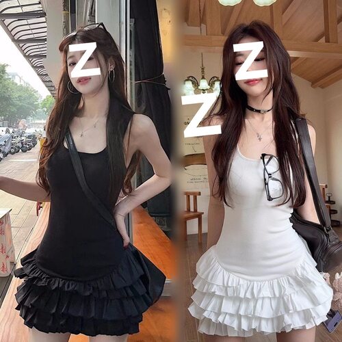 甜色吊带连衣裙女夏季修