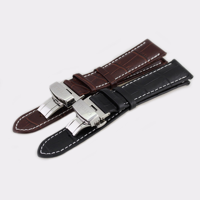 西腾牛皮蝴蝶扣男士表带