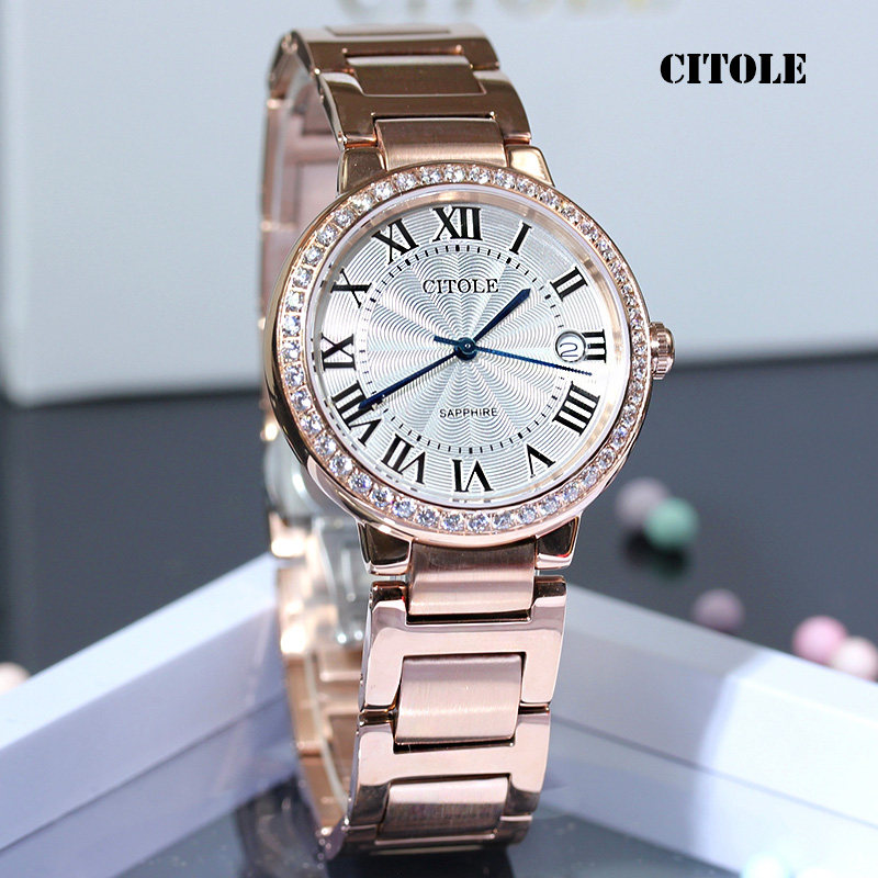 CITOLE西腾新款镶钻防水钢带女表