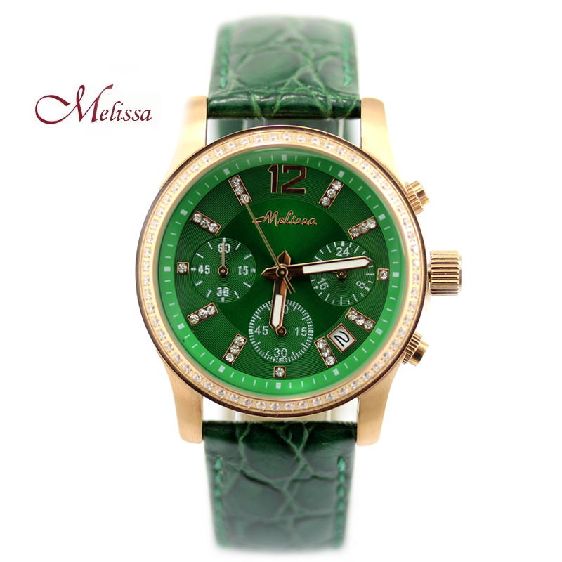 玛丽莎大表盘功能型女表皮中性风