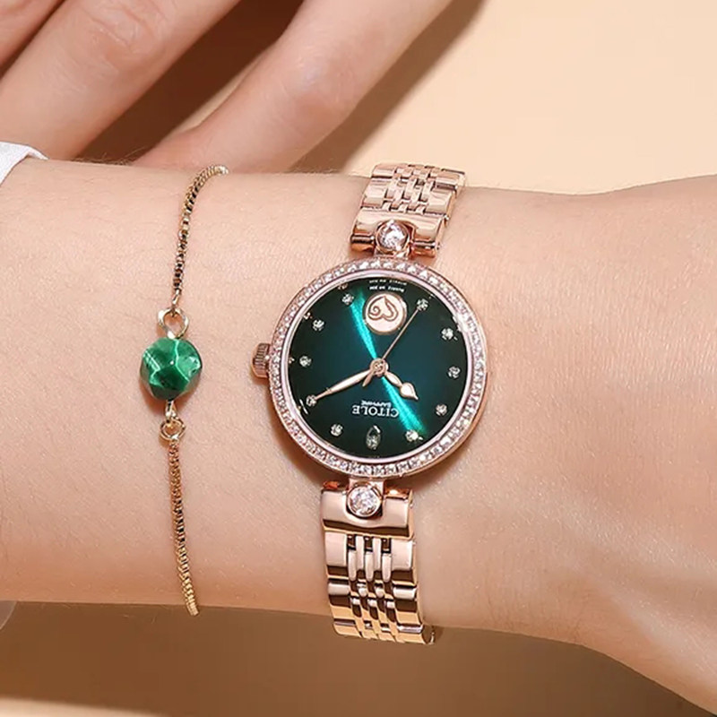 西腾正品手表全钢防水镶钻时尚女表优雅轻奢小盘精致潮流女士腕表