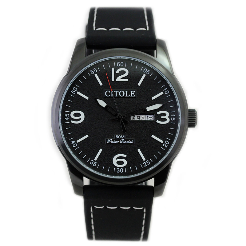 西腾双日历橡胶表带运动休闲男表