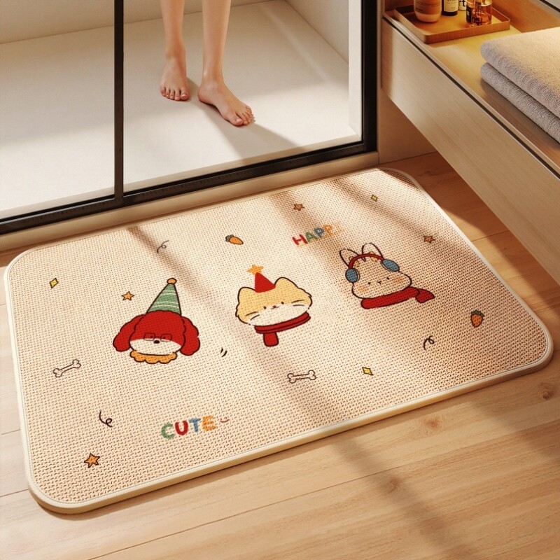亚麻卫生间门口吸水地垫浴室防滑地垫厕所地垫防摔地垫洗澡专用垫