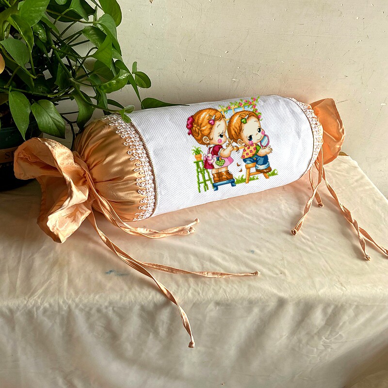 印图十字绣抱枕糖果枕长枕套件订做卡通人物理发SO-140情侣手工绣