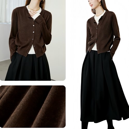 70%羊毛+20%桑蚕丝+10%羊绒！ding级配比 丝羊绒小香风优雅开衫！