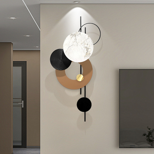 现代轻奢入户门玄关画装饰画高级感竖版餐厅墙面壁画客厅铁艺挂画