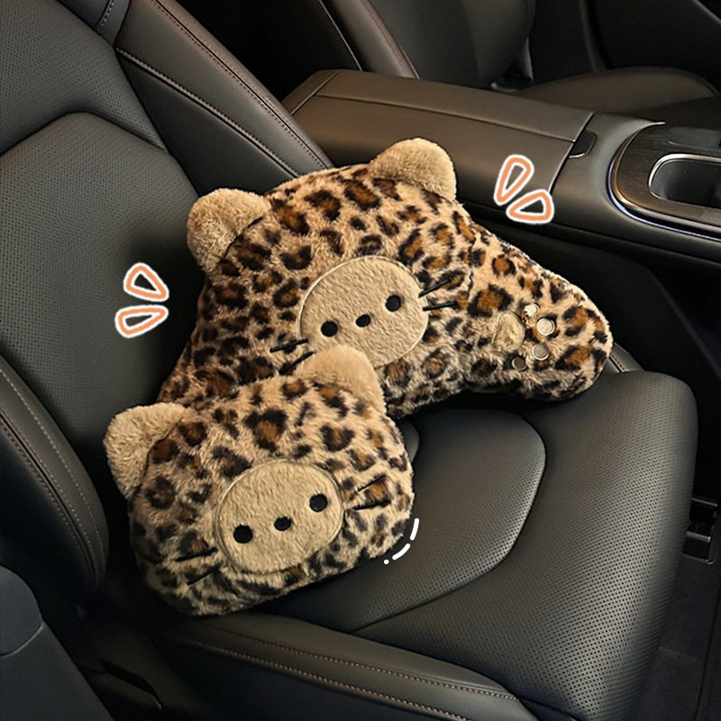 蓝雨毛绒汽车可爱卡通车载护颈枕新款车用座椅护腰垫靠枕