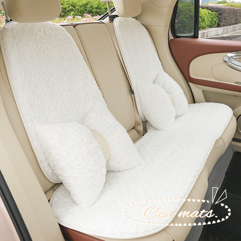 蓝雨原创简约毛绒车用座垫防滑保暖柔软舒适车载座椅套
