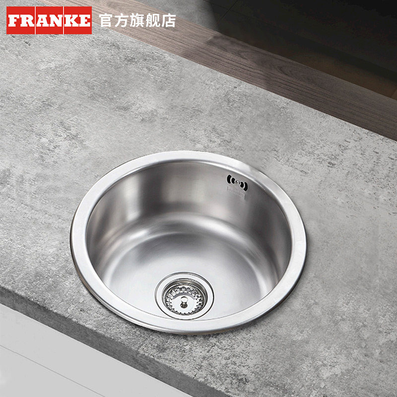 弗兰卡圆形水槽洗菜盆不锈钢厨房单槽吧台洗碗槽加厚洗菜池小台盆