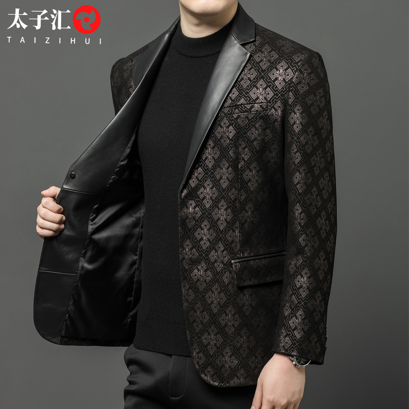 春秋男士绵羊皮西服休闲外套