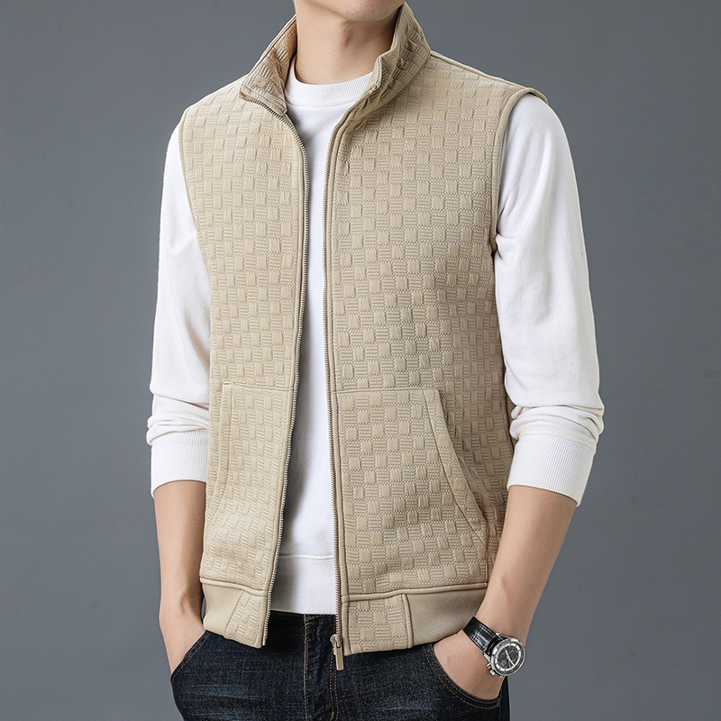 中年男士高领马甲外套爸爸装背心无袖坎肩立领拉链春秋季男上衣服