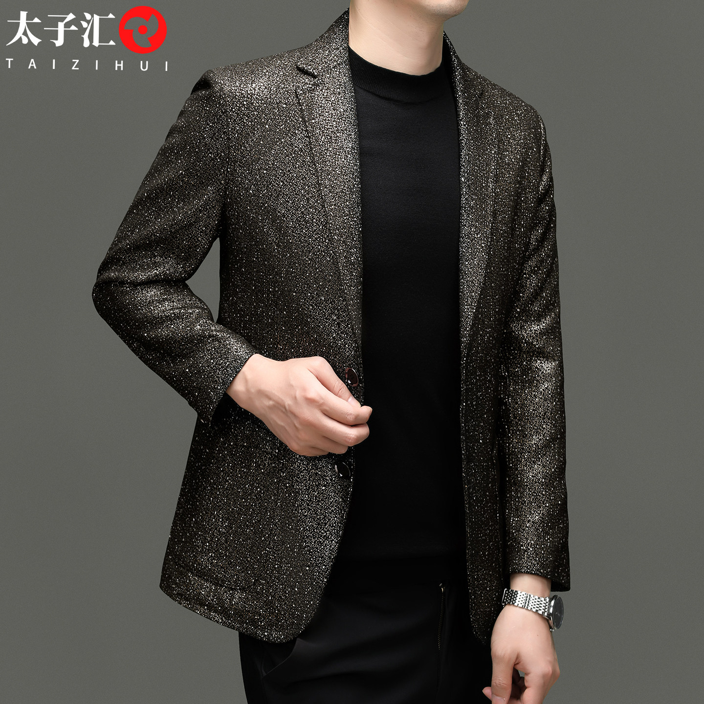 男士真皮夹克外套男装西服领皮衣修身高级感羊皮潮牌休闲西装上衣