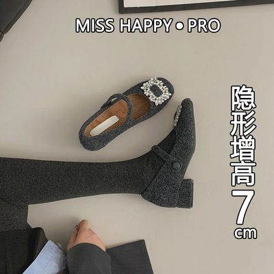 韩系毛呢内增高毛毛鞋加绒棉单鞋