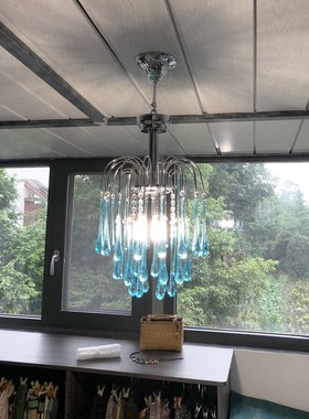 蓝色水滴法美式复古鼻涕水晶意大利卧室床头客餐厅vintage吊灯饰