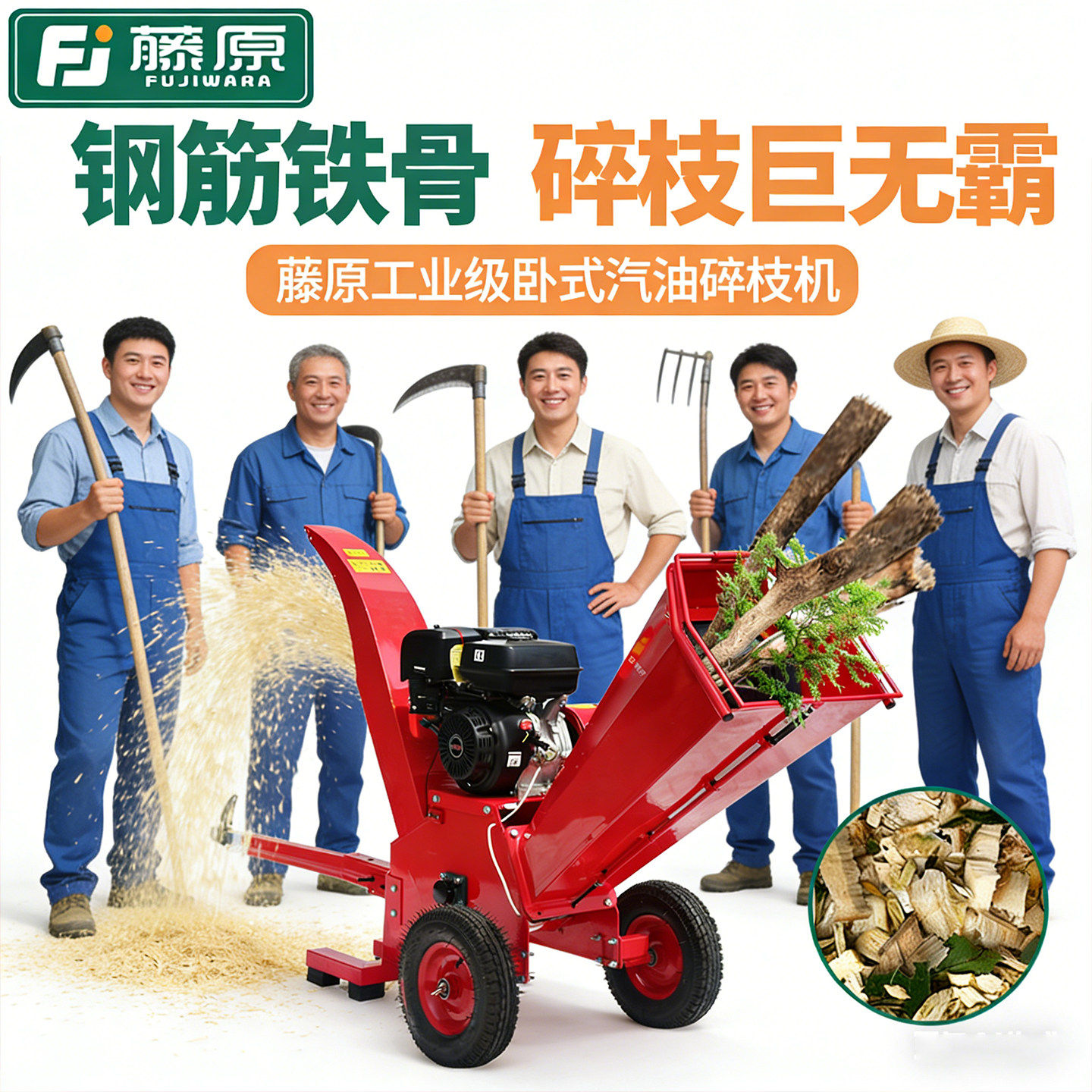 日本进口树枝粉碎机果园碎枝机树枝叶枝条破碎机移动秸秆木材碎木