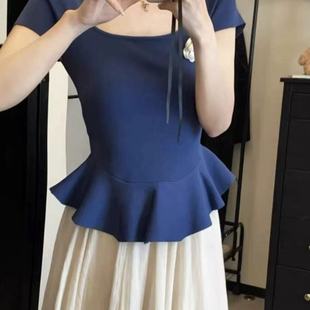 娜娜上新 花朵别针方领针织短袖 0320 两件减五 跑单限购 元