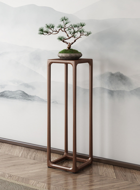 中式花架实木黑胡桃木质花架子客厅落地式高端室内花几宋徽宗花架