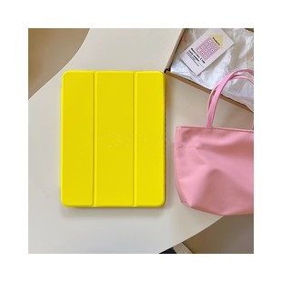 ipad亚克力保护套pro2022三折磁吸10代透明防弯ipad9保护壳笔槽五代平板10.2 柠檬黄 10.5寸硬壳迷你mini6