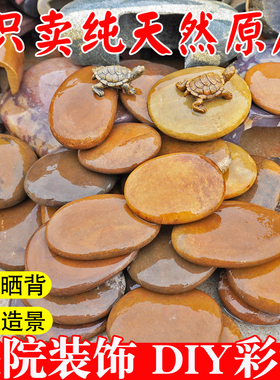 乌龟晒台爬台石头绘画画鹅卵石黄缘龟用爬梯深水龟缸休息台躲避屋