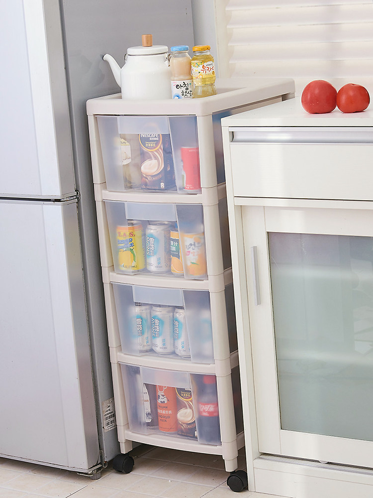 厨房收纳夹柜储物柜抽屉式多层缝柜塑料碗筐简易整理架蔬菜置物架