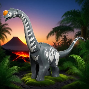 恐龙积木侏罗纪 泰坦巨龙 腕龙 迅猛龙模型拼装男孩玩具76973同款