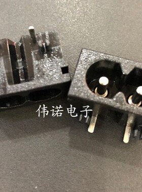 AC-019A电源接口 AC019A 八字插座 母座90度二孔 8字型 弯脚 二芯