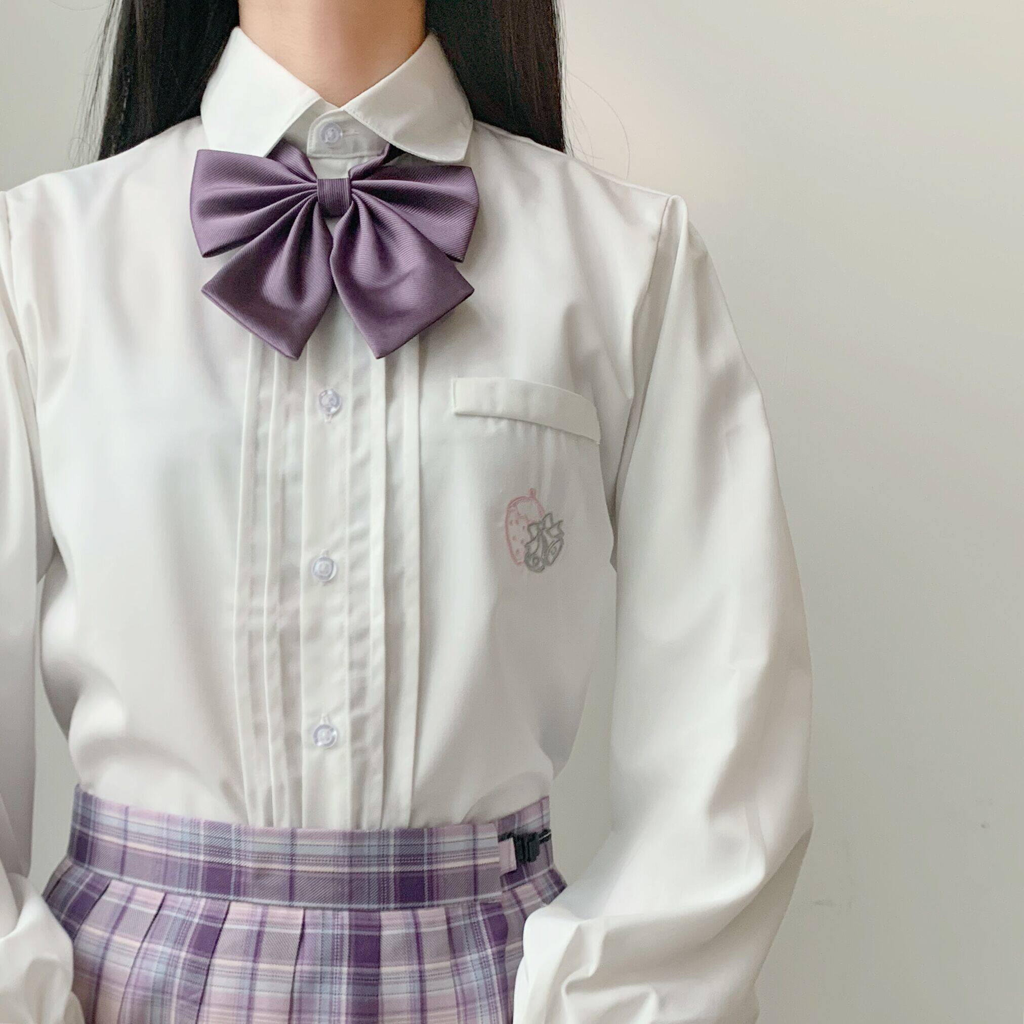 七时川【银铃草莓】刺绣风琴褶衬衫JK制服校供感制服班服可爱