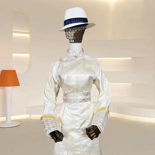 气质改良小清新传统蒙古袍服装华丽套装旅拍女款服饰重工花边穿搭